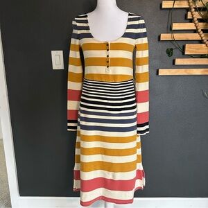 Anthropologie Saturday Sunday Long Sleeve Riley retro striped dress.